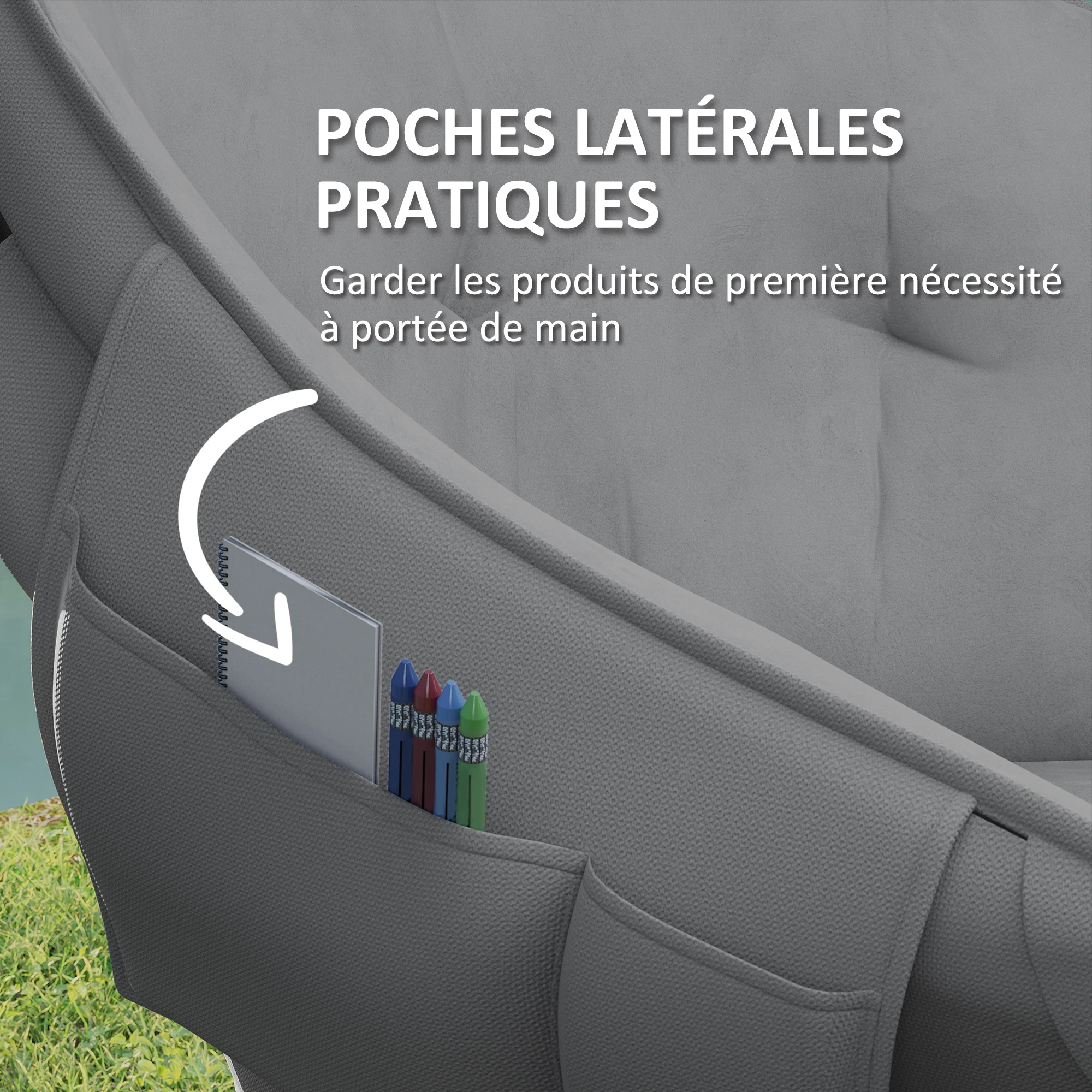 Chaise/siège/fauteuil grand confort de LUXEde camping pliante légère rembourré poches latérales et sac de transport 120 kg Outsunny – Image 6