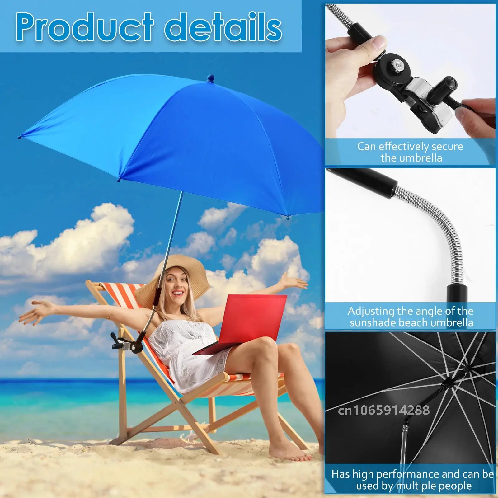 Parasole anti-UV pour Chaise de plage à clip et sac transport – Image 5