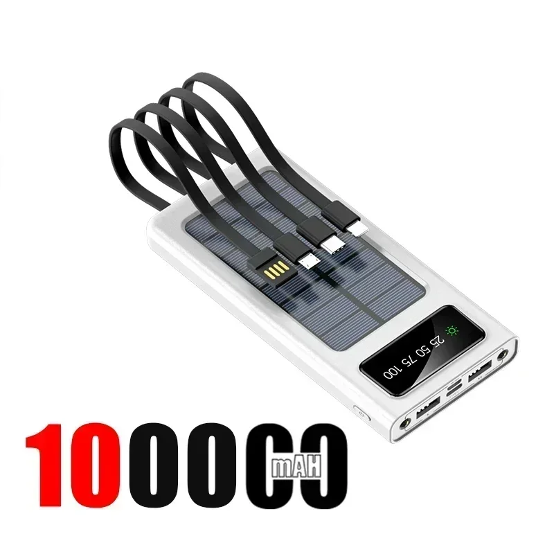 CHARGEUR solaire 200 000 mAh Charge ultra rapide 4 en 1 USB-C 4 câbles Lumière LED extérieure Ultra Capacité pour iPhone Samsung – Image 12