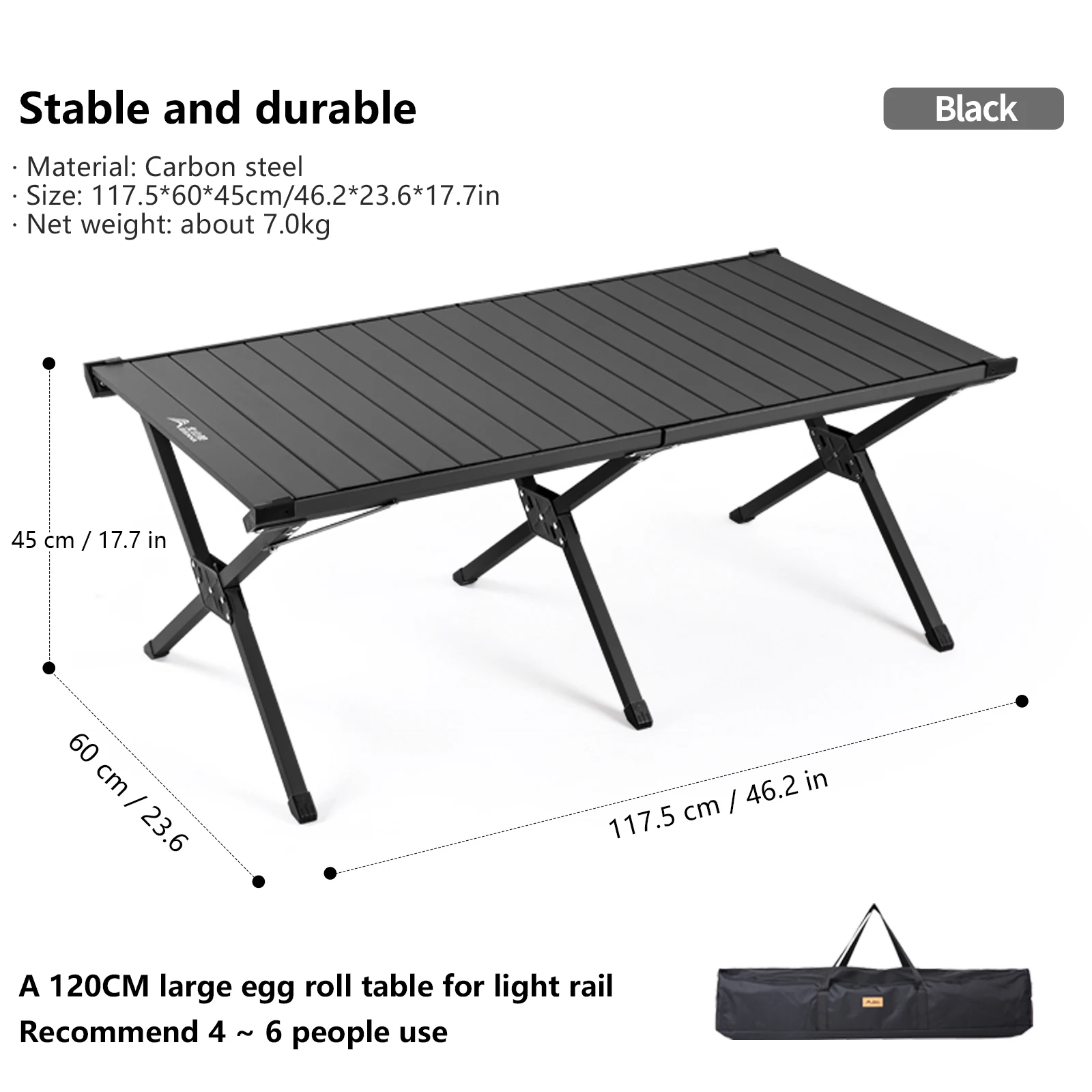 TABLE pliante Portable en acier au carbone avec sac de transport – Image 11