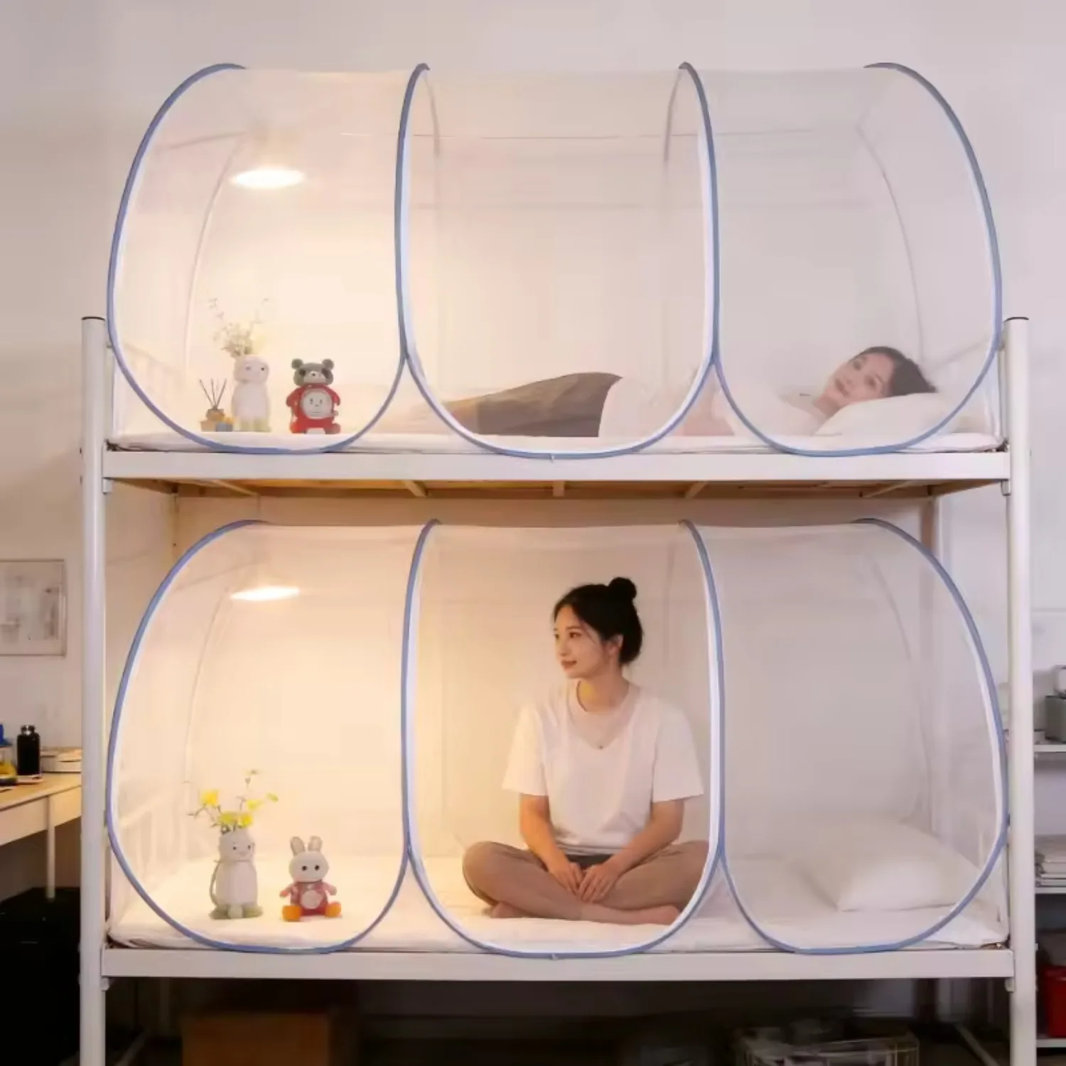 360 ° Moustiquaire de protection respirante en maille pour lit simple, moustiquaire pop-up pliable facile à installer – Image 6