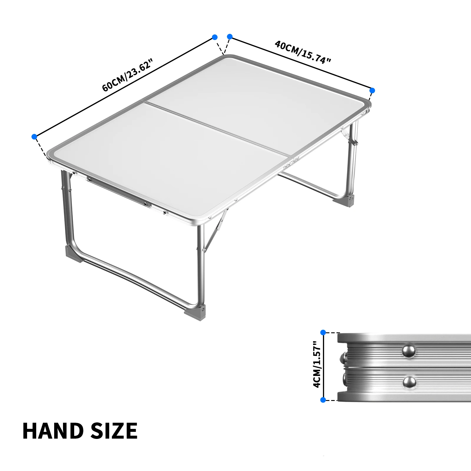Petite table de pique-nique pliante égère en aluminium, pliable 60 x 40 x 26 cm – Image 2