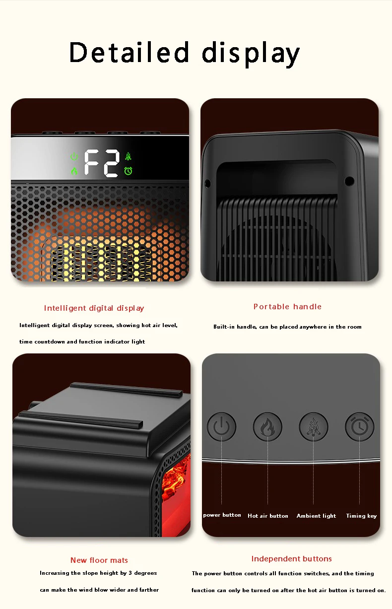 Chauffage électrique Portable de bureau et camping 1000W – Image 20