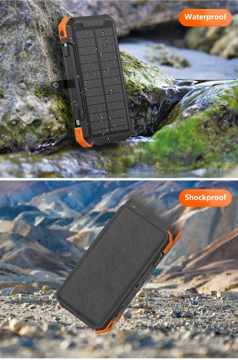 batterie/chargeur rapide solaire sans fil 20000mAh (6 panneaux solaires) manivelle – Image 25