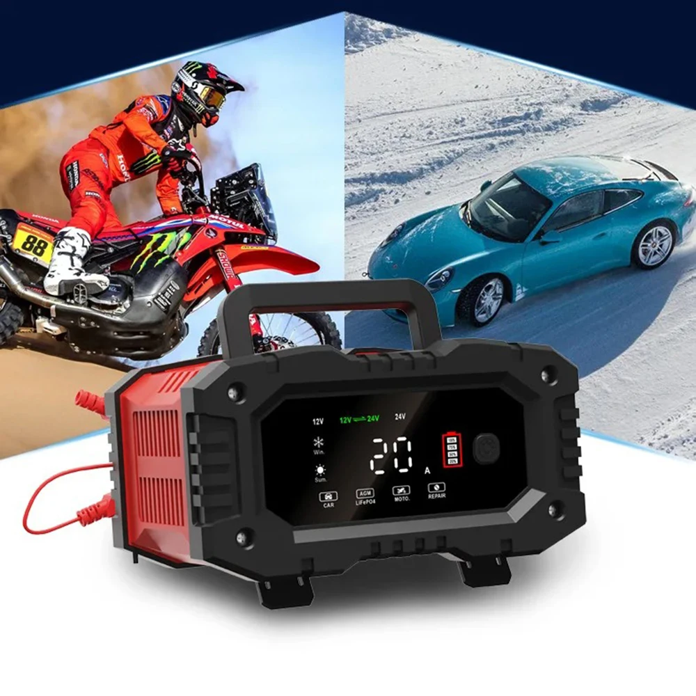 Chargeur de batterie de voiture EAFC 20 A/10 A 12 V/24 V entièrement automatique compatible toutes batteries – Image 3