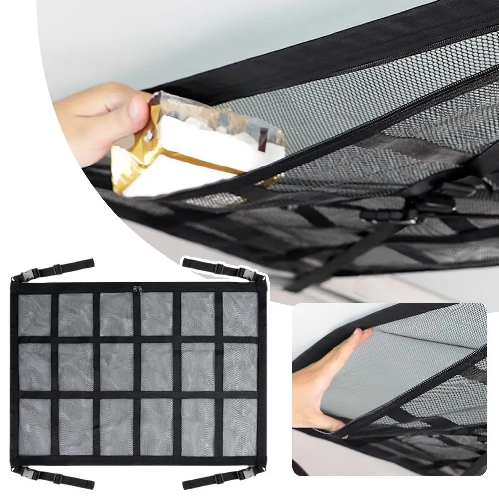Organisateur de rangement de toit de voiture, sac en filet solide – Image 4