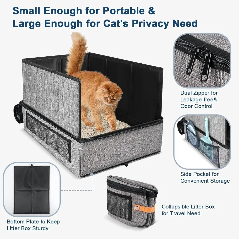 Bac à litière pliable pour chat, pour voyage, Anti fuite , résistant à l'eau – Image 2