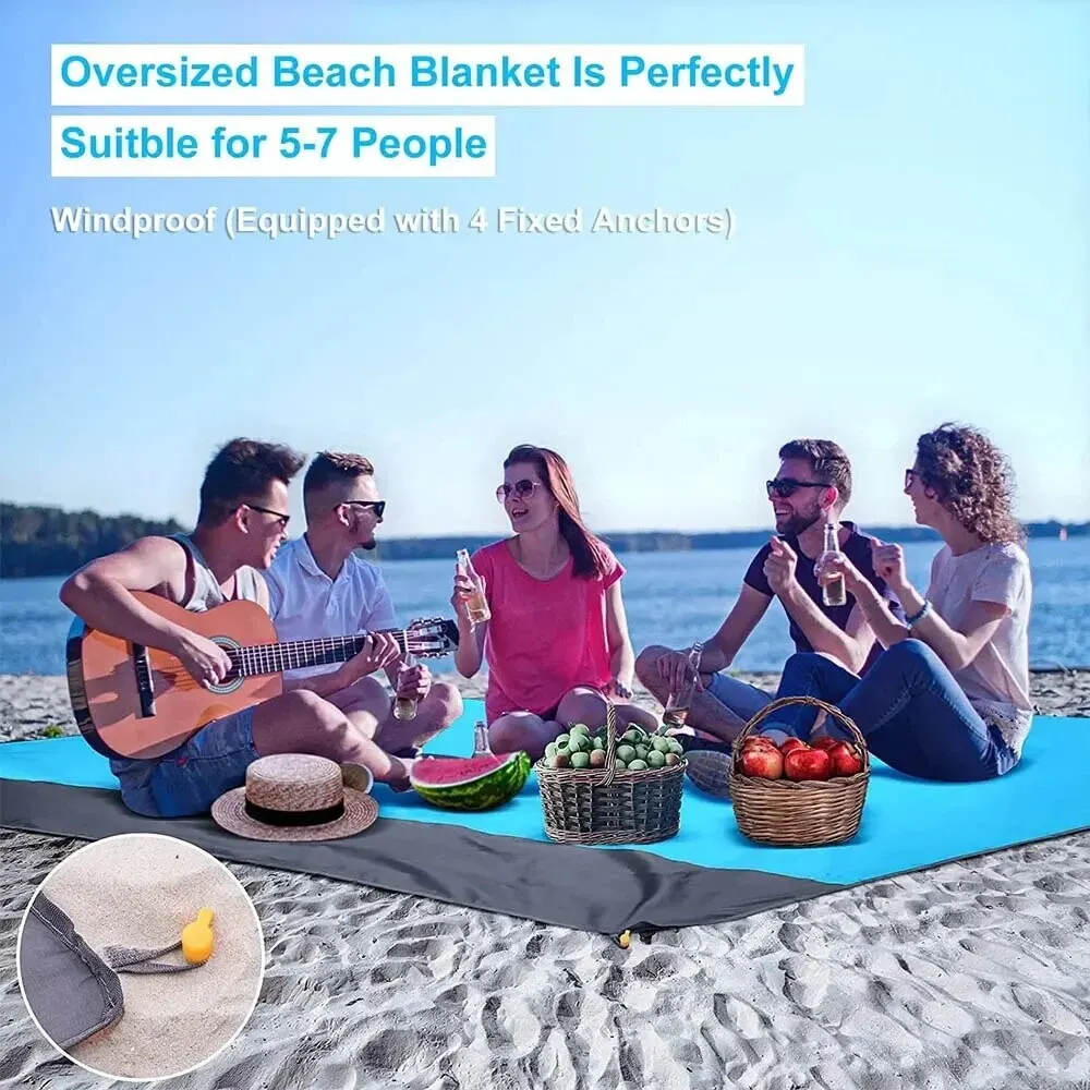 Tapis/drap/Couverture de plage imperméable et résistante au sable 200 x 140 cm légère – Image 4