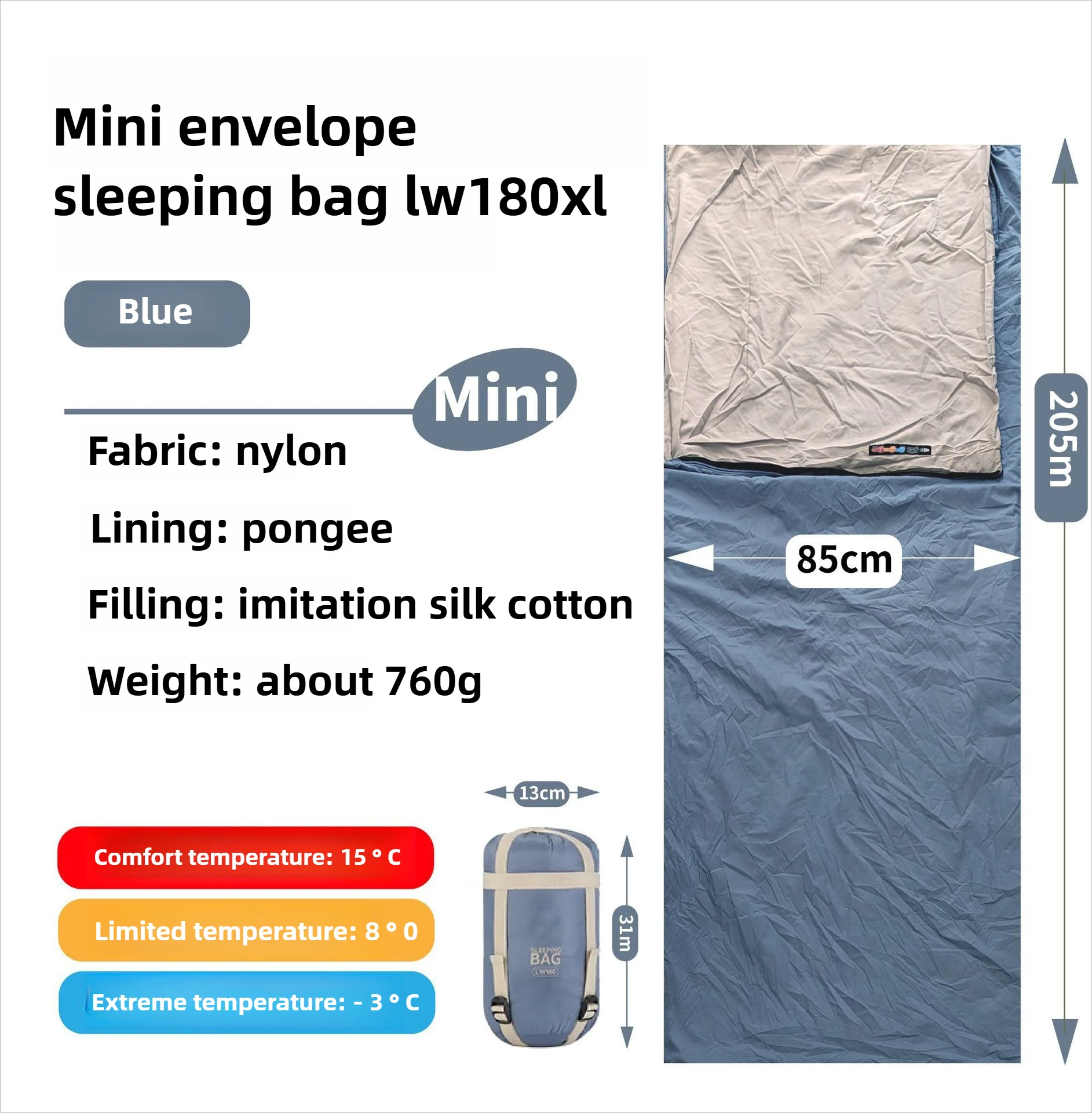 Mini sac de couchage adulte, en coton lavable en machine voyage, alpinisme, camping en plein air, – Image 9