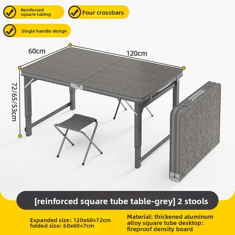 Table de pique-nique pliante 4 personnes réglable en hauteur cadre aluminium 3 versions 100/120/180 cm de long – Image 26
