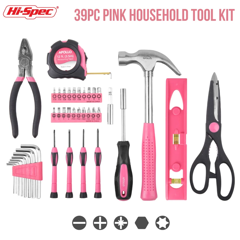 Kit d'outils (clés, marteau, pince, Outils mêtre etc::: )multifonctionnels Hi-Spec 18/19/20/39PCS – Image 6