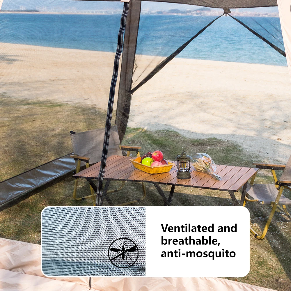 6 Person Camping Tent, Waterproof Windproof Sun Shelter, Instant Setup Family Tent for Outdoor Beach Picnic, 210D Oxford Fabric – Image 6