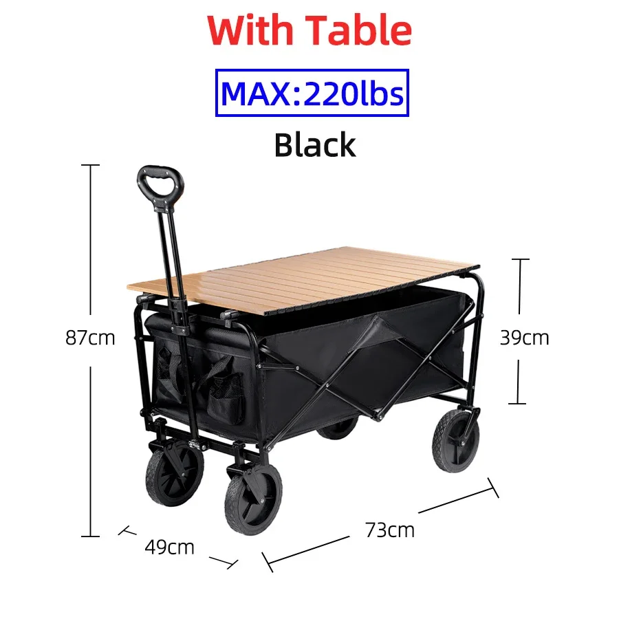 chariot pliable robuste de grande capacité, camping, achats, l'équipement extenssible à l'arrière – Image 7