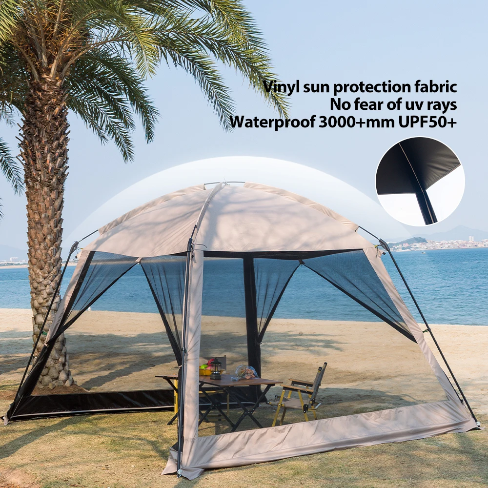 6 Person Camping Tent, Waterproof Windproof Sun Shelter, Instant Setup Family Tent for Outdoor Beach Picnic, 210D Oxford Fabric – Image 4