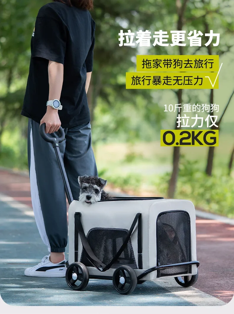 Foldable Pet Stroller for Cats Dogs, Lightweight Travel Cat Stroller, Outdoor Pushchair for Puppies, One-Hand Folding – Image 12