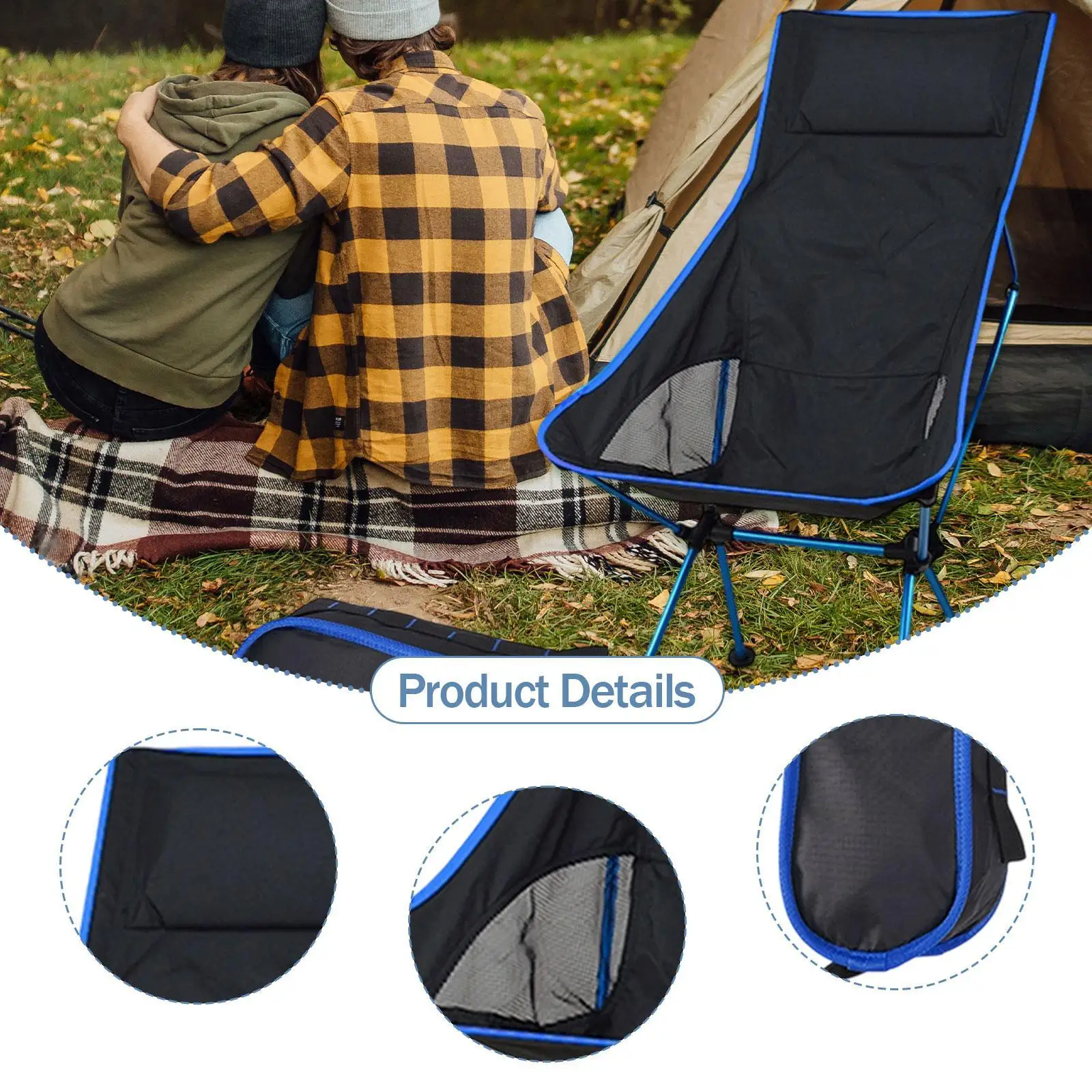 Chaise de camping pliante en tissu plage jardin, barbecue, jardin – Image 5
