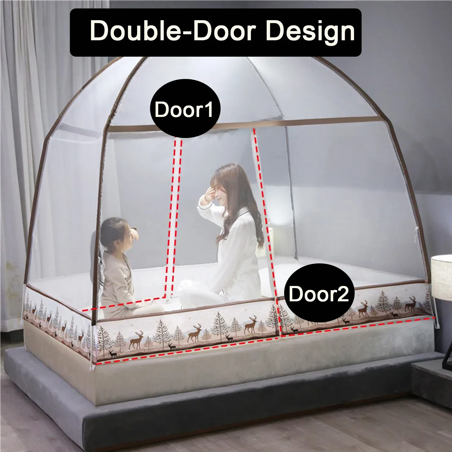Moustiquaire de lit pliable pour lit double, respirante, anti-moustiques, pour la maison, les voyages et le camping – Image 3