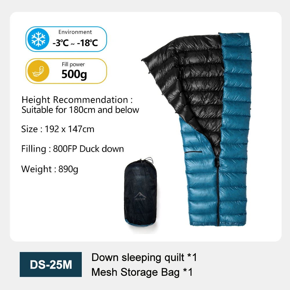 Couette de couchage en duvet de canard ultraléger 0/-10/-20°C WIDESEA 800FP – Image 7