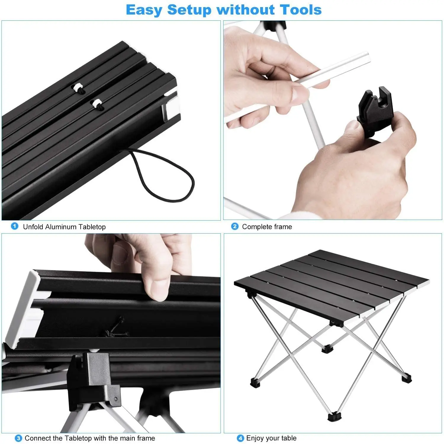 Table de camping pliable ultra-légère alliage d'aluminium haute résistance 41 x 34.5 x29 cm / 56 x 40 x 40 cm – Image 4