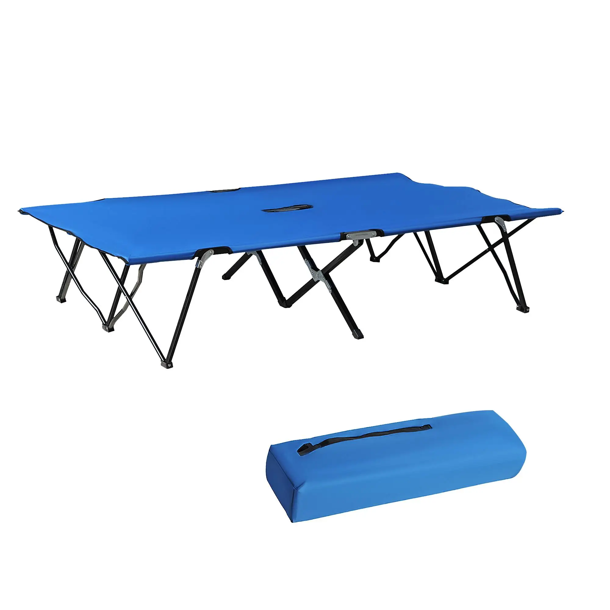 Lit de camping 2 personnes portable avec sac de transport, 40 cm de hauteur, 136 kg – Image 2