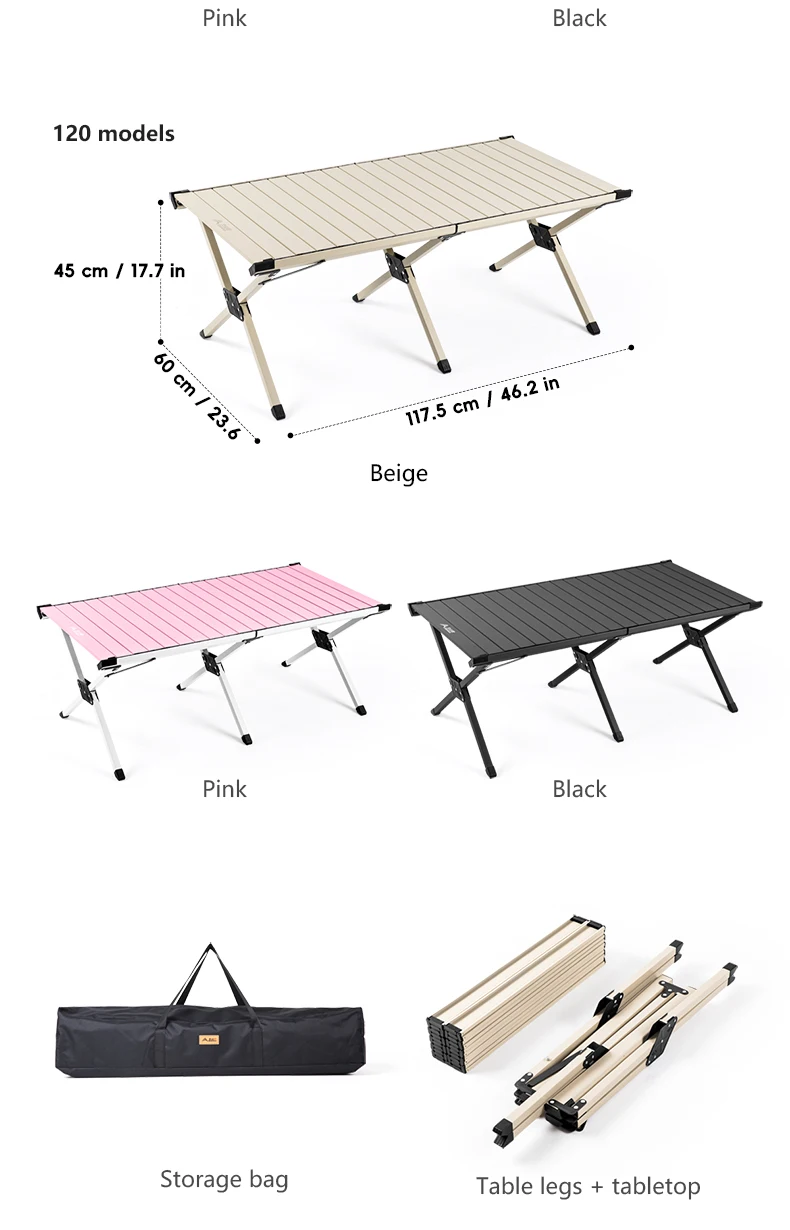 TABLE pliante Portable en acier au carbone avec sac de transport – Image 25