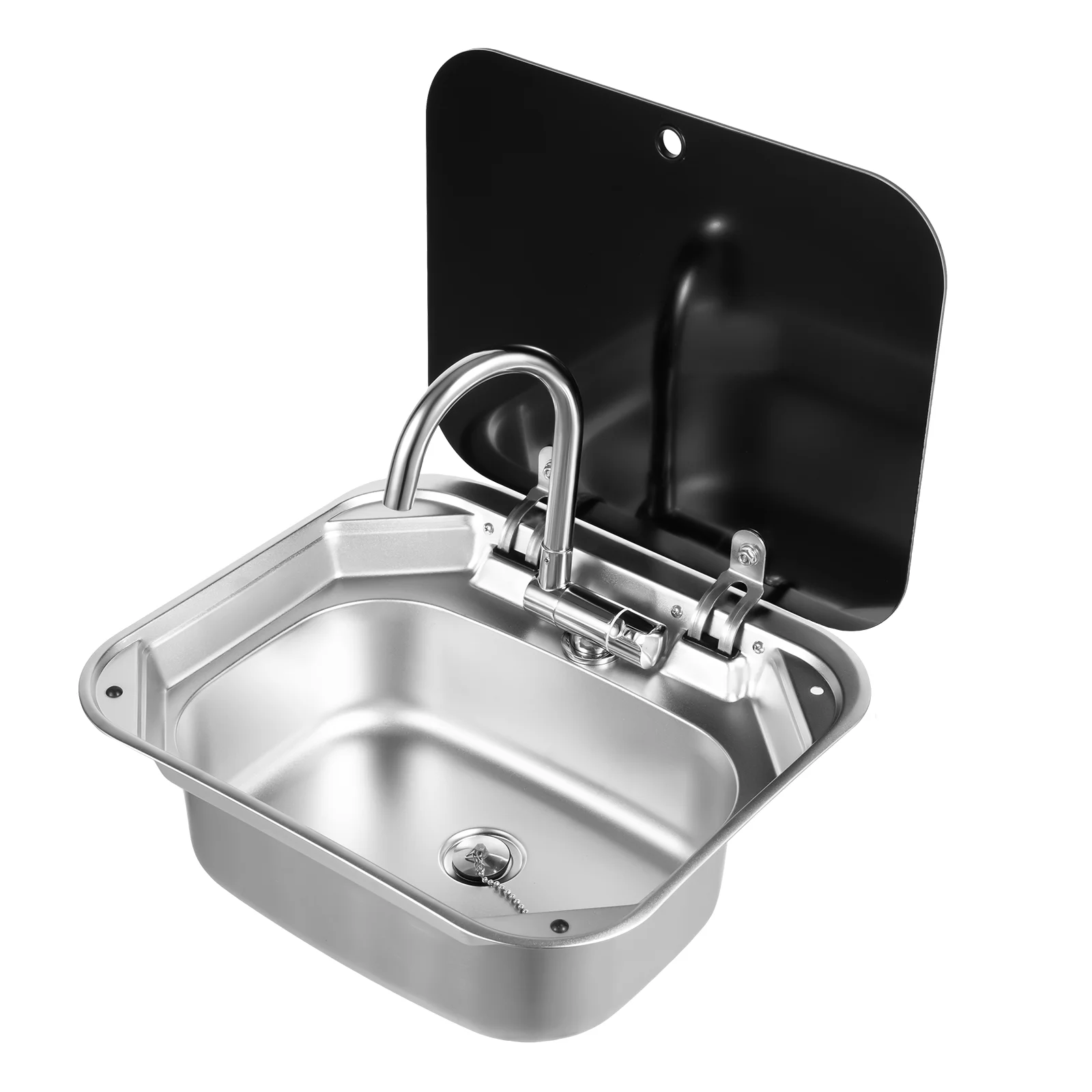 en pouce Kit d'évier encastrable avec robinet de régulation chaud et froid Robinet pliant pour camping-cars, bars, hôtels, cafés, etc – Image 7