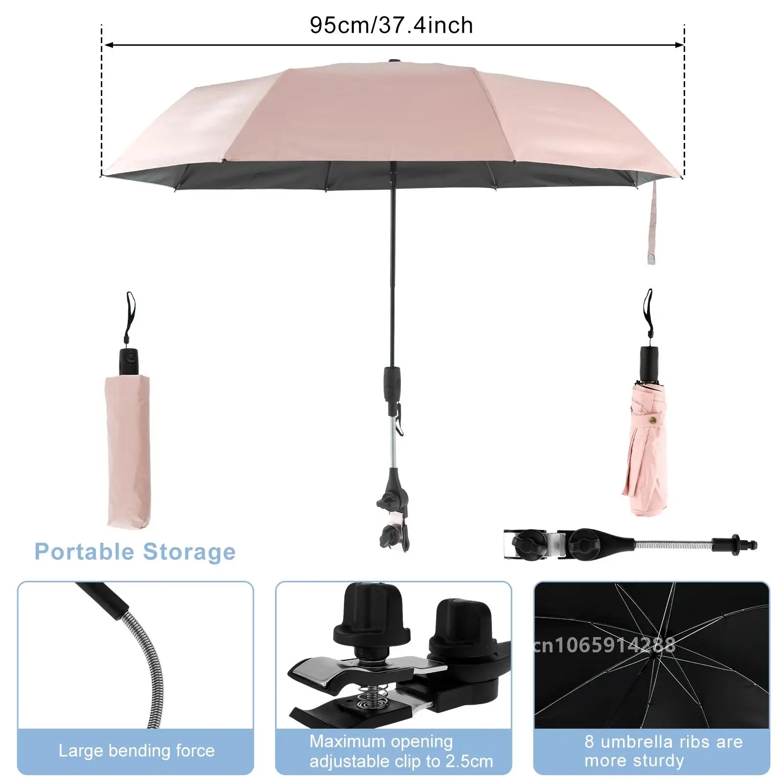 Parasole anti-UV pour Chaise de plage à clip et sac transport – Image 14