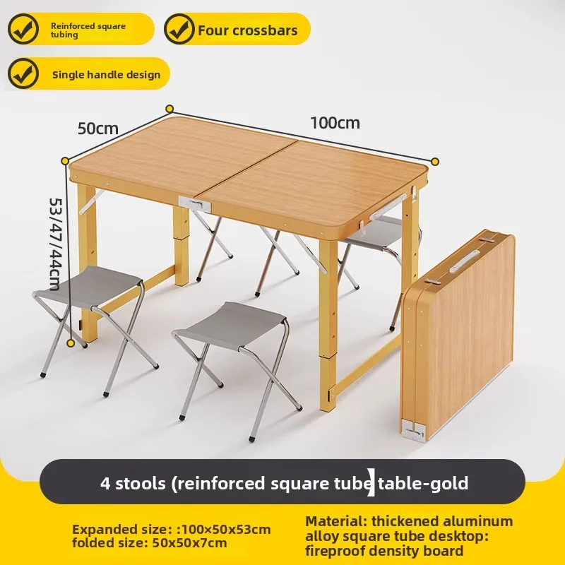 Table de pique-nique pliante 4 personnes réglable en hauteur cadre aluminium 3 versions 100/120/180 cm de long – Image 9