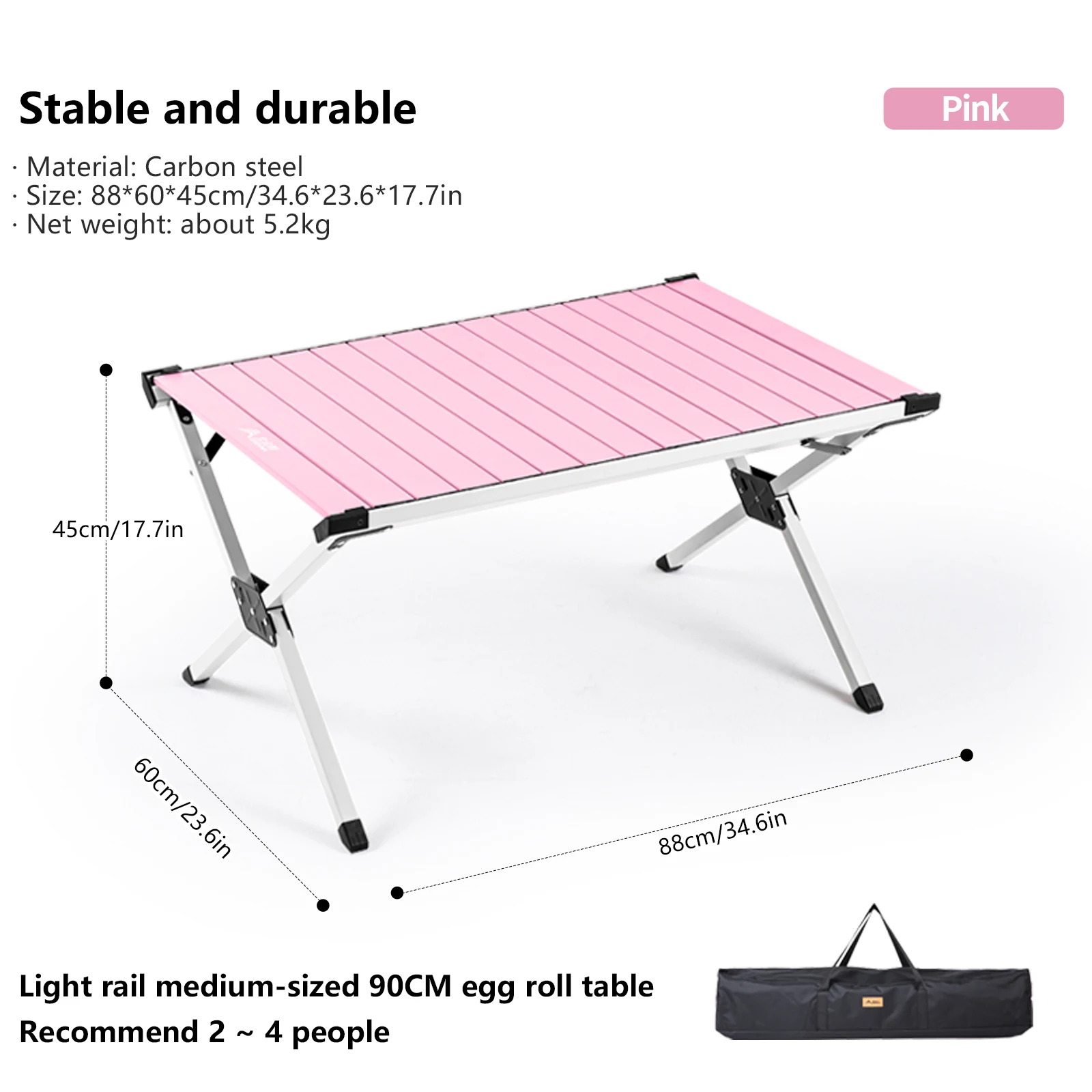 TABLE pliante Portable en acier au carbone avec sac de transport – Image 7