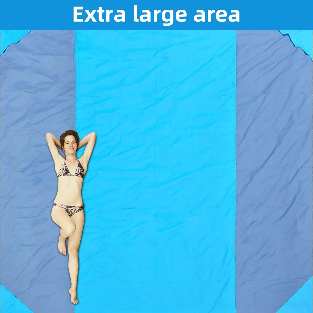 Tapis/couverture de plage imperméable extra large, pliant, de poche, léger – Image 5
