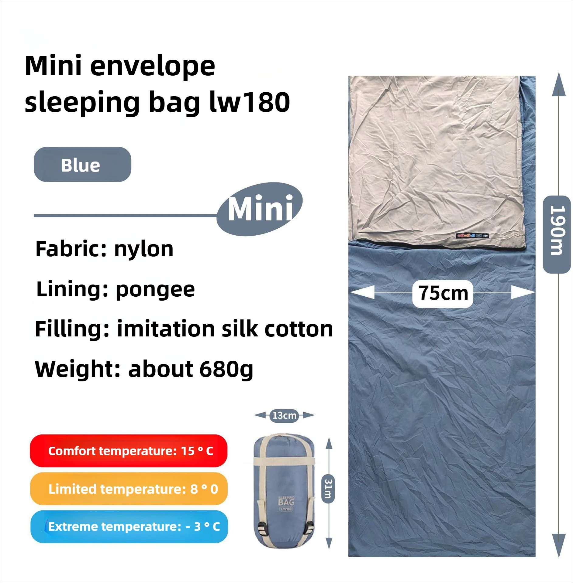 Mini sac de couchage adulte, en coton lavable en machine voyage, alpinisme, camping en plein air, – Image 16