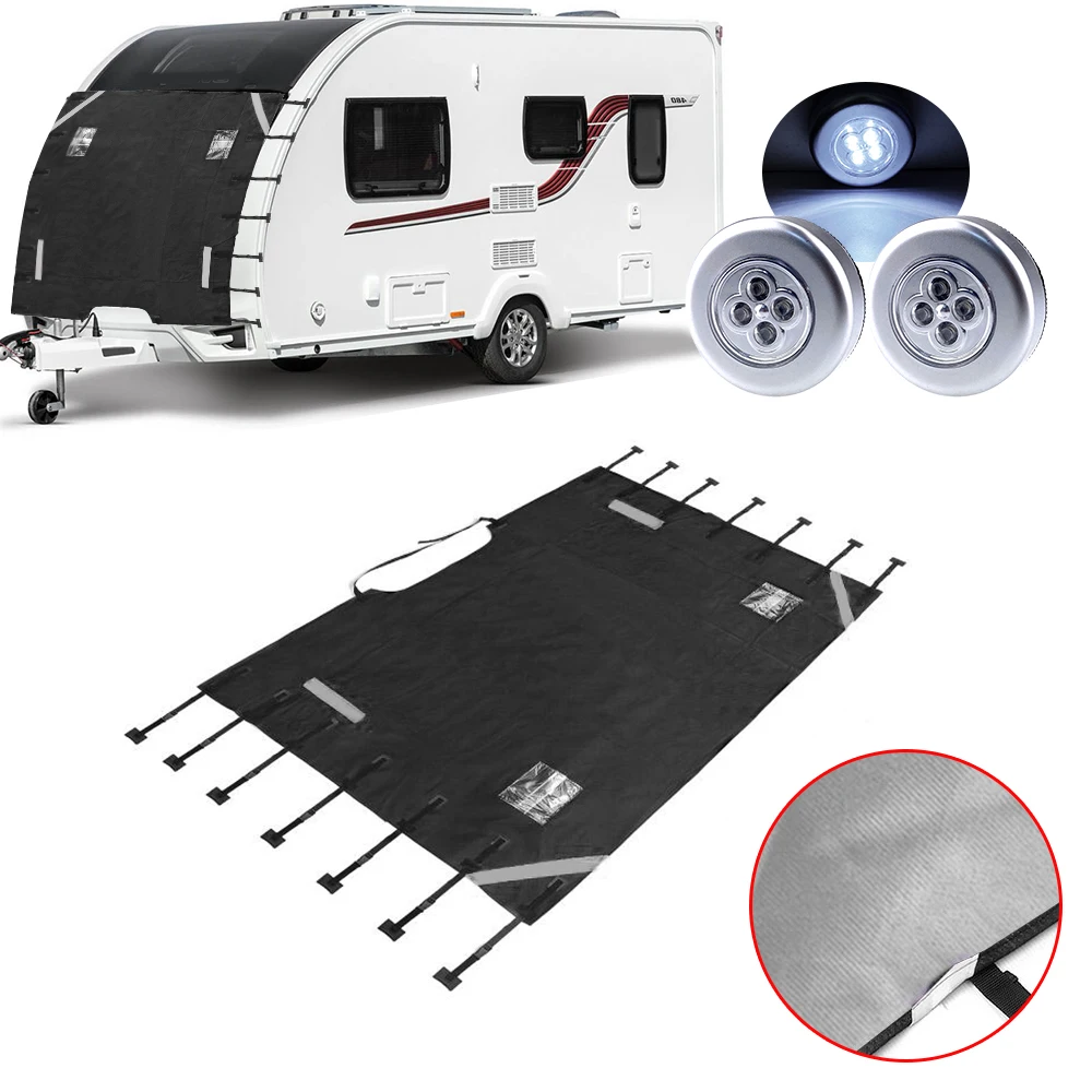 Housse de pare-brise avant UV avec 2 lumières pour caravane camping-car 210x175 cm – Image 4