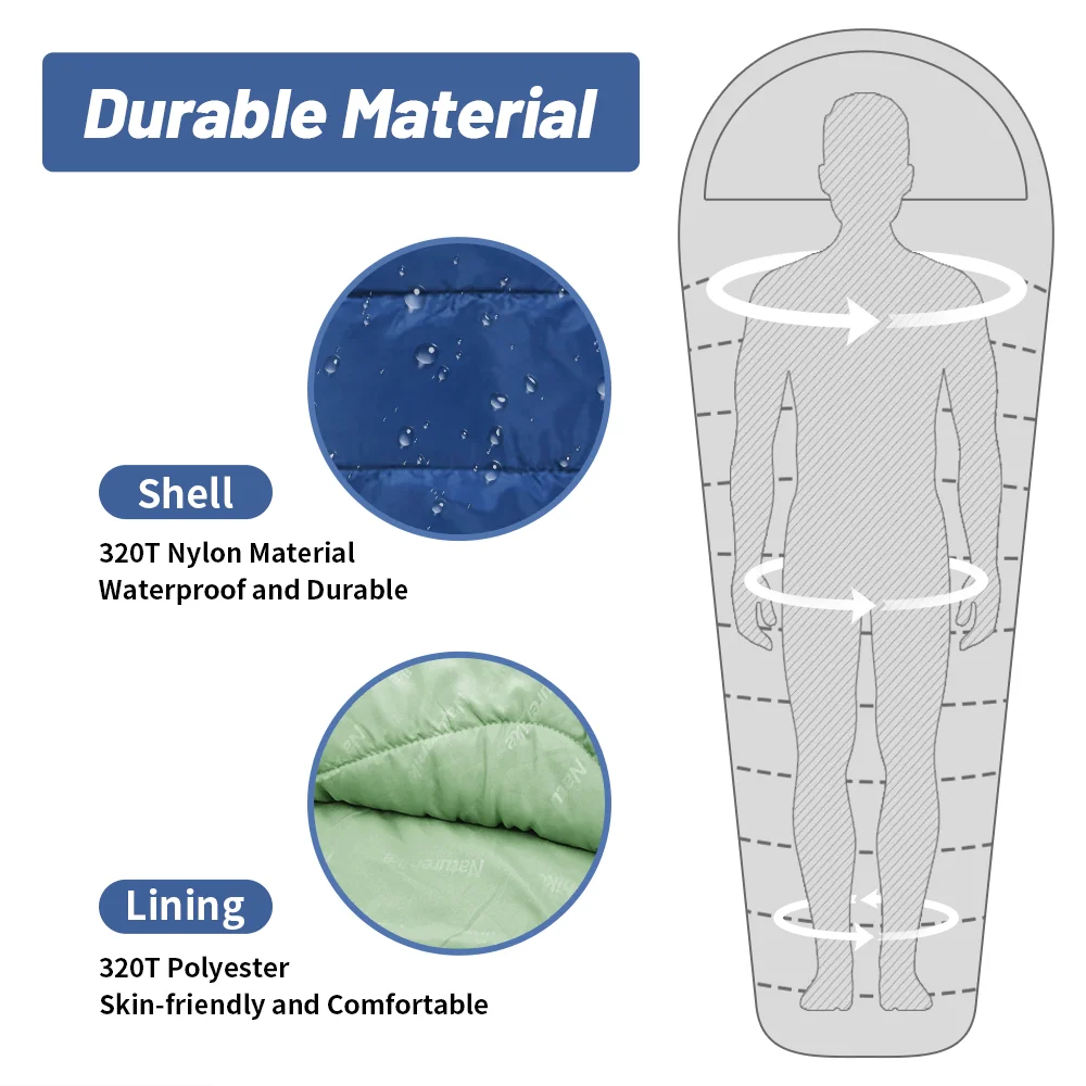 Sac de couchage de camping ultralégers imperméables 0℃/+5℃ 4 saisons Naturehike MJ300 MJ600 – Image 4