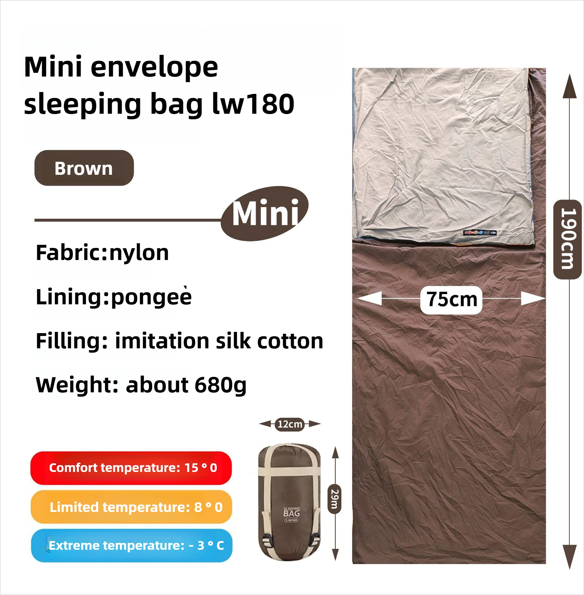 Mini sac de couchage adulte, en coton lavable en machine voyage, alpinisme, camping en plein air, – Image 14