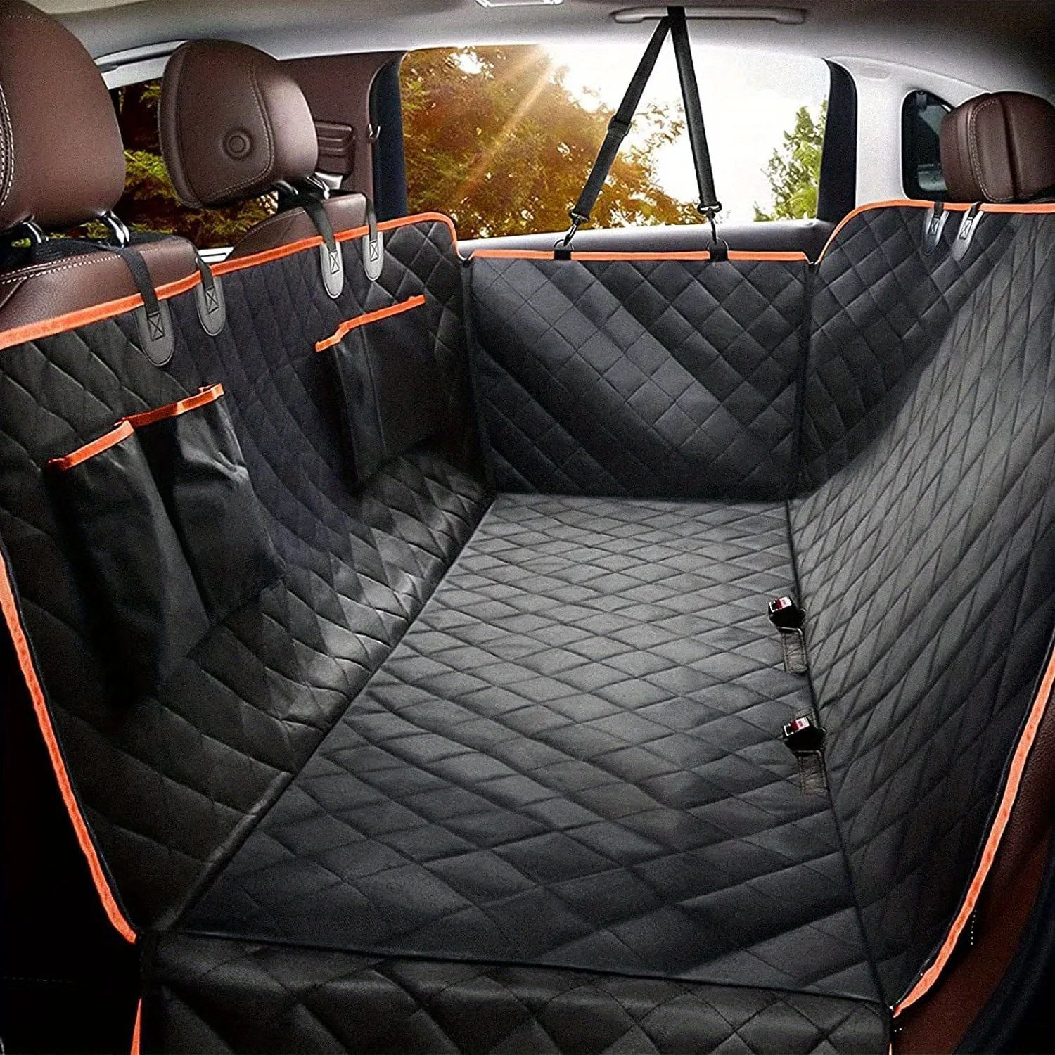 Housse de siège pour chien imperméable résistant noir/orange – Image 3