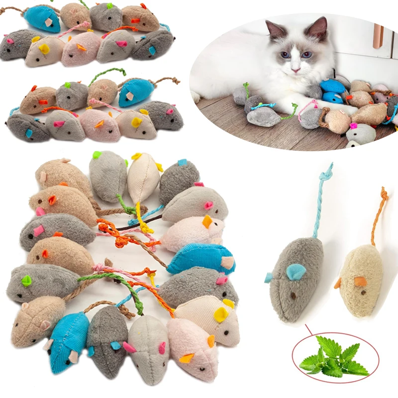 3/200 pièces hochet chat souris jouets également préfabriqués herbe-aux-chats fausse fourrure chat souris