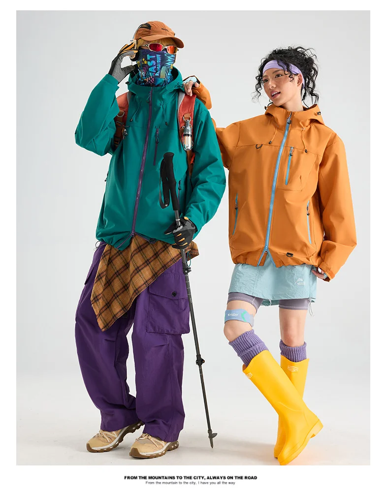 Veste à capuche de randonnée unisexe imperméable, coupe-vent d'automne – Image 25
