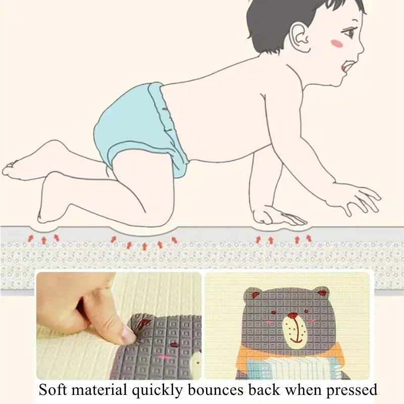 Tapis de jeu/d'activité rampant pour bébé EPE non toxique sécuritaire 5 tailles au choix – Image 5