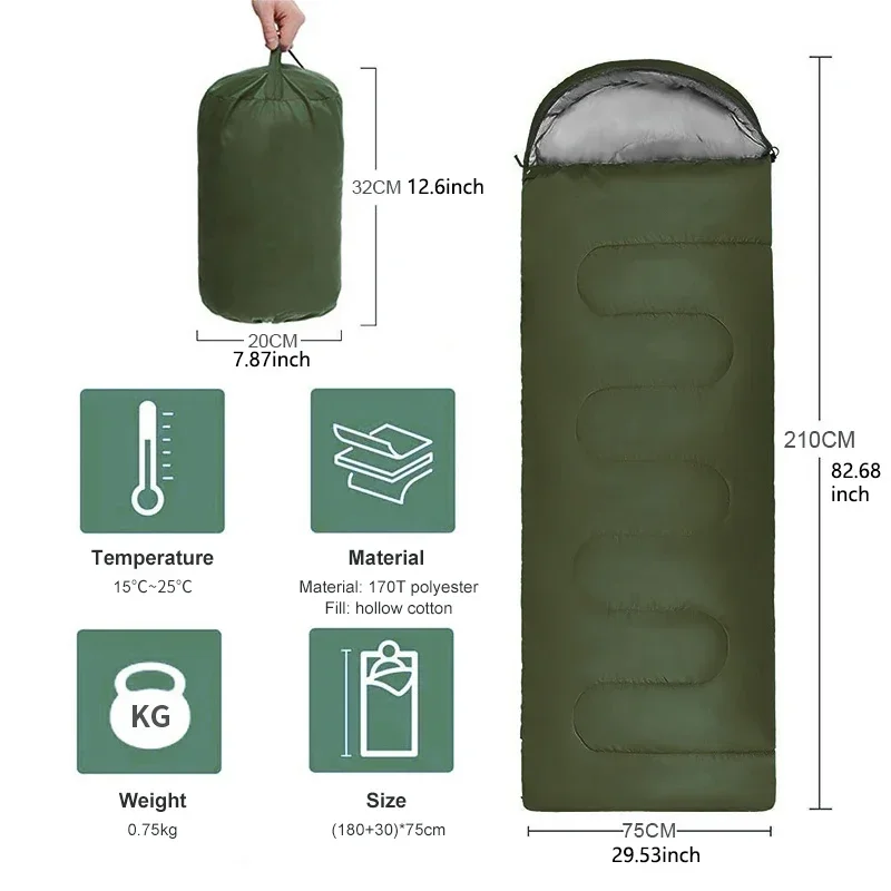 Sac de couchage ultraléger, imperméable, enveloppe chaude, 3 saisons, 15/5°C 1er Prix – Image 6
