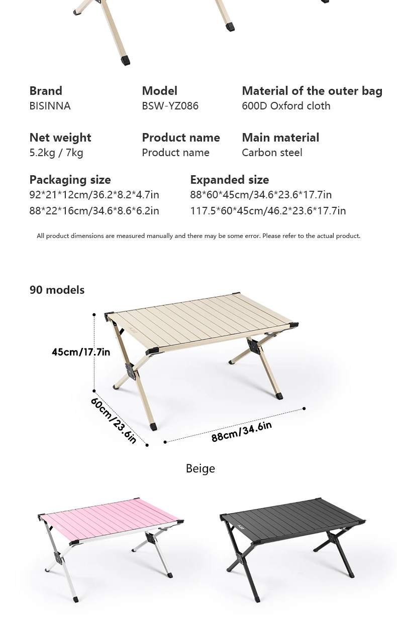 TABLE pliante Portable en acier au carbone avec sac de transport – Image 24