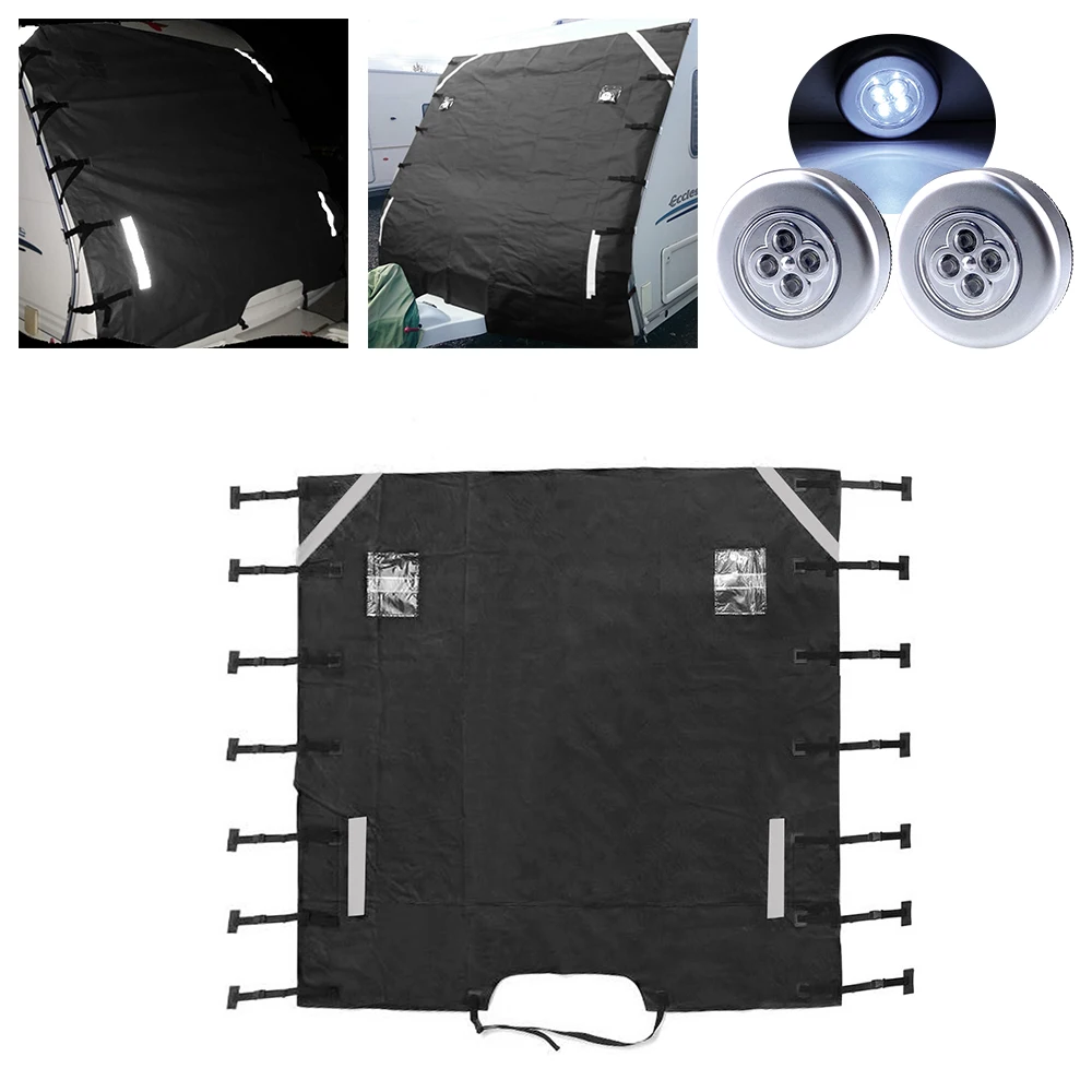 Housse de pare-brise avant UV avec 2 lumières pour caravane camping-car 210x175 cm – Image 5