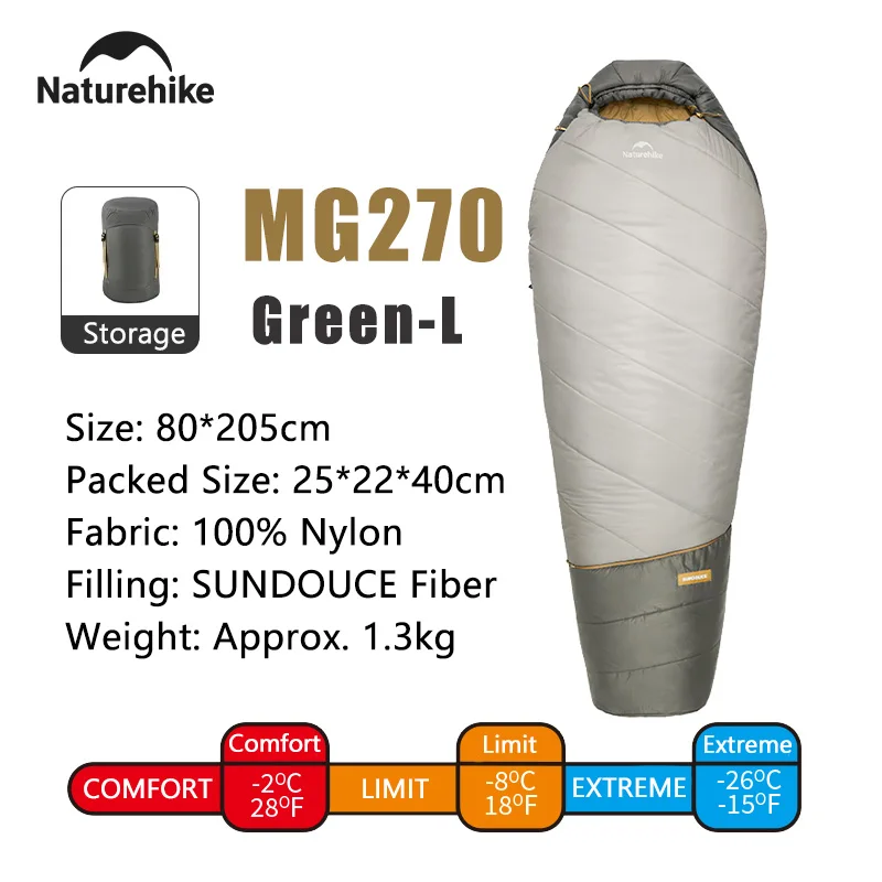 Sacs de couchage MG120 MG270 -2/~8℃ léger et imperméable Lavable en machine Naturehike MJ PRO – Image 9