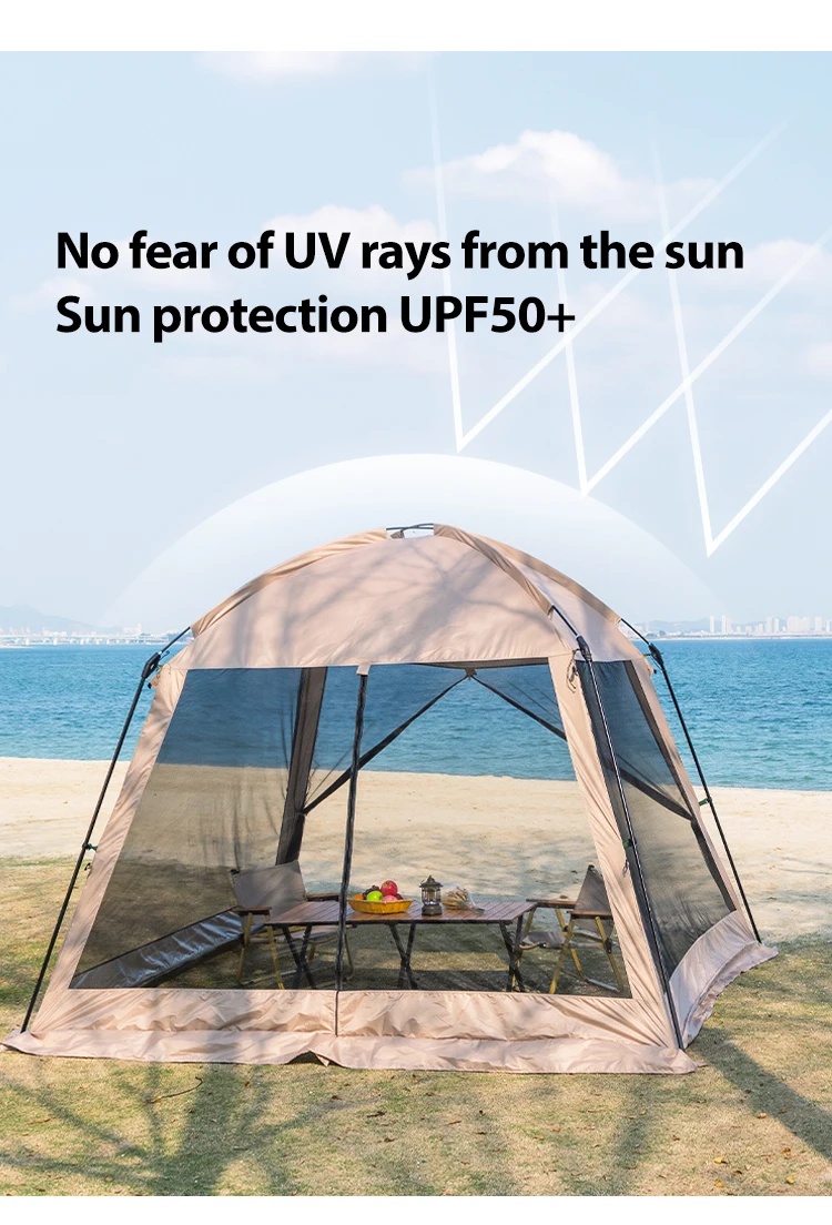 6 Person Camping Tent, Waterproof Windproof Sun Shelter, Instant Setup Family Tent for Outdoor Beach Picnic, 210D Oxford Fabric – Image 17