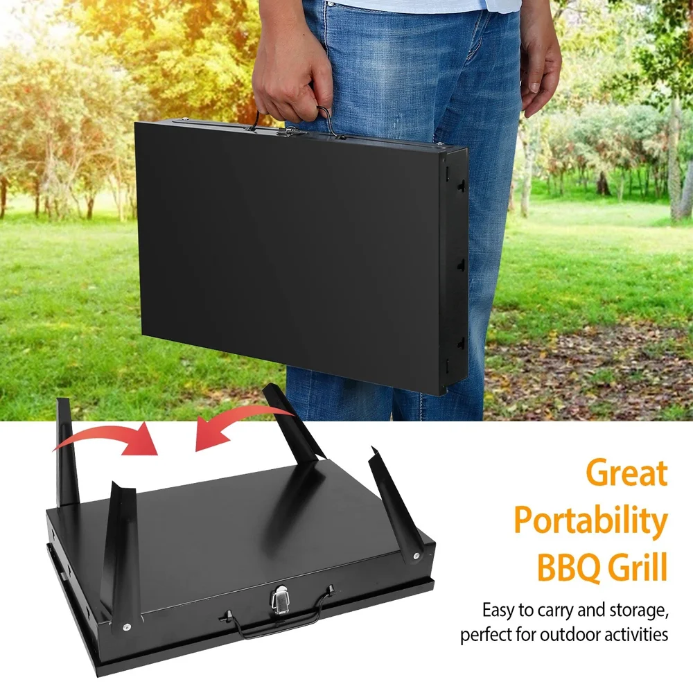 Barbecue portable pliable au charbon camping en plein air, pique-nique – Image 4