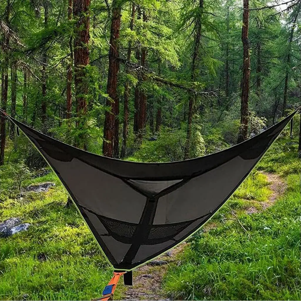 Hamac triangulaire multi-personnes filet pliable en maillerobuste – Image 4