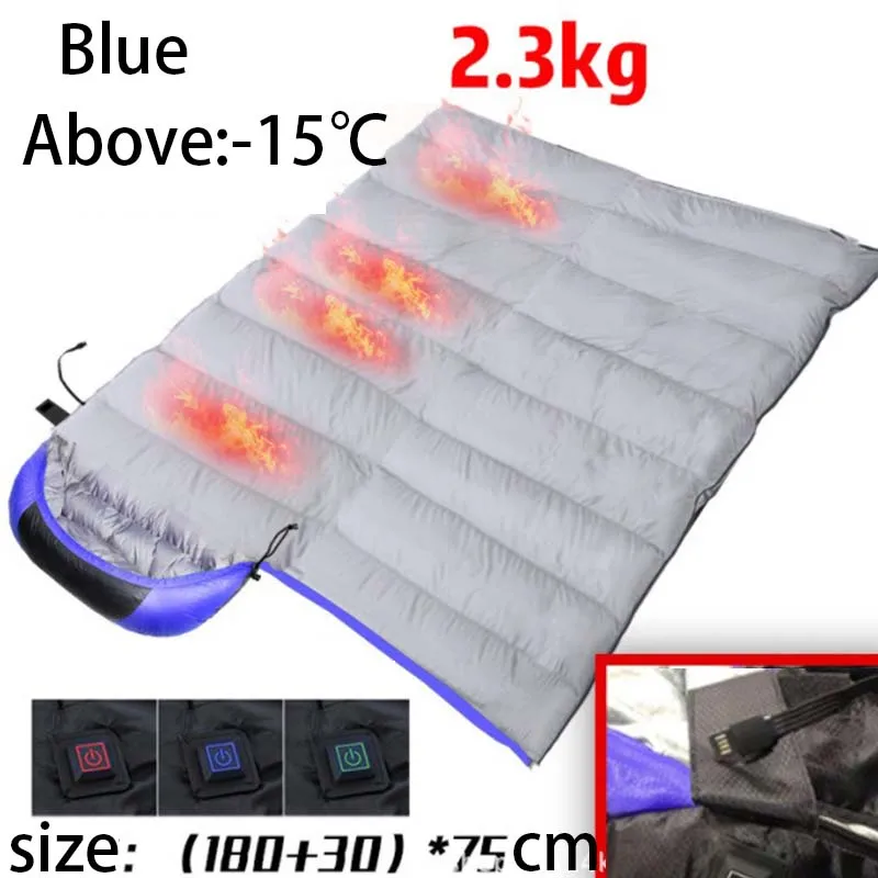 Sacs de couchage chauffants en coton, alimentation USB, sac de transport léger étanche connectable avec un second – Image 9