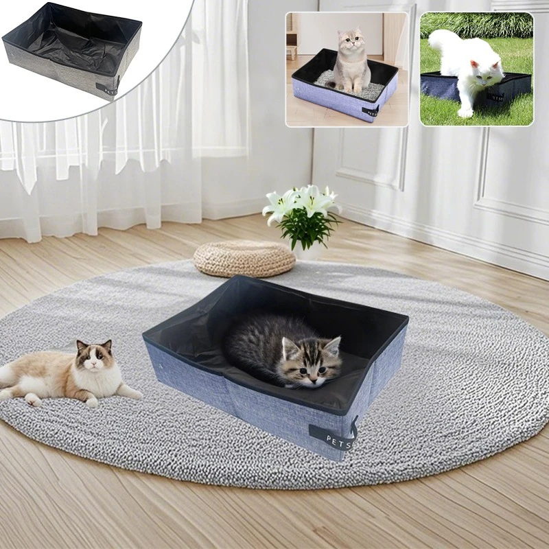 Bac à litière pour chat portable, résistant aux fuites, pliable