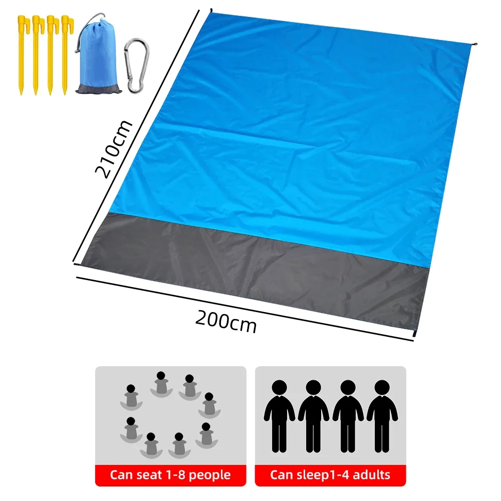 Tapis/couverture de plage imperméable extra large, pliant, de poche, léger – Image 7