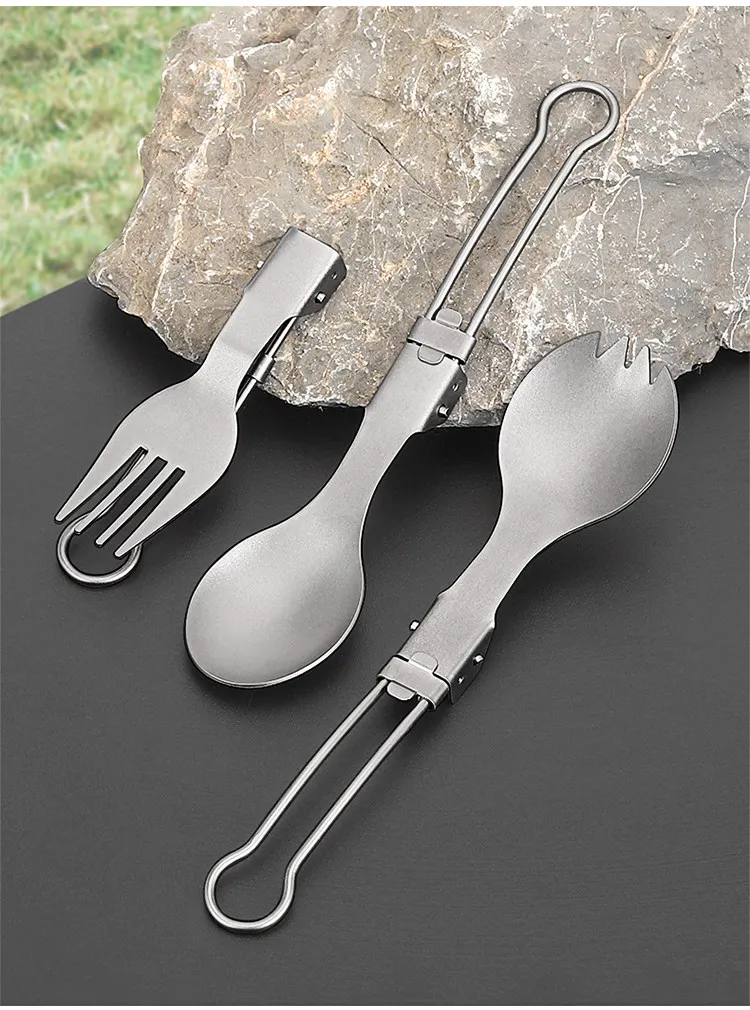Couvert cuillère pliable en titane démontable – Image 15