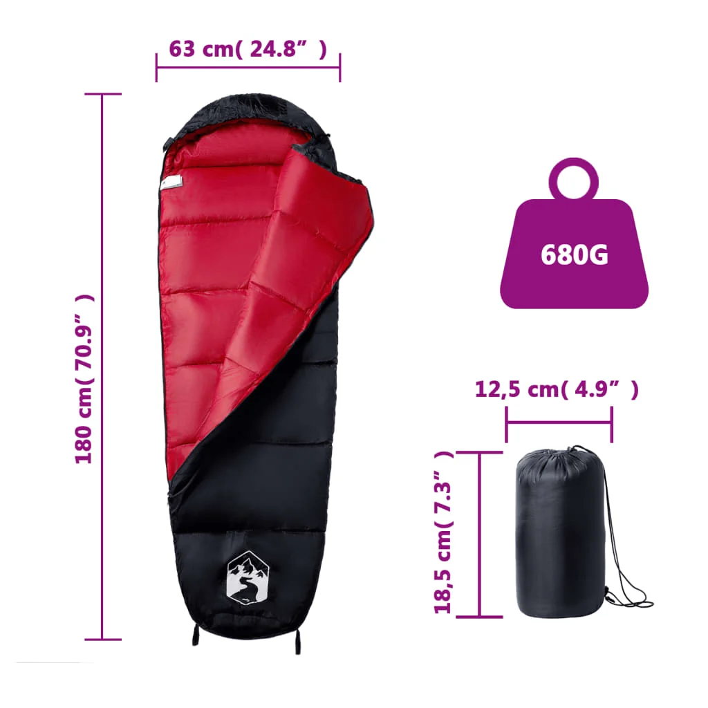 Sac de couchage momie 3 saisons, 15/25°C -180 x 63 cm Ultraléger Imperméable Chaud Épais – Image 5